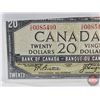 Image 3 : Canada $20 Bill 1954DF "Devil's Face" : Beattie/Coyne #DE0085499 (BCS Cert: Very Fine 25) ~ Miscut