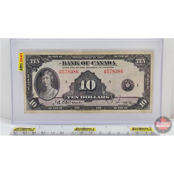 Bank of Canada $10 Bill 1935 : Osbourne/Towers #A578386