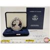 Image 1 : American Eagle : One Ounce Proof Fine Silver Bullion Coin : 2002 "W" (COA 99.99%) (GST Exempt)