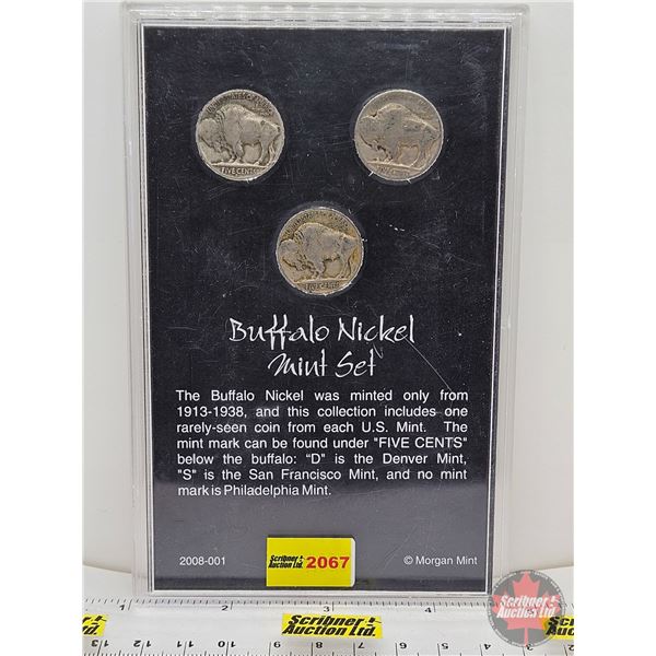 USA Buffalo Nickel Mint Set (Encased) : 1926 Philadelphia Mint ; 1934 Denver Mint; 1936 San Francisc