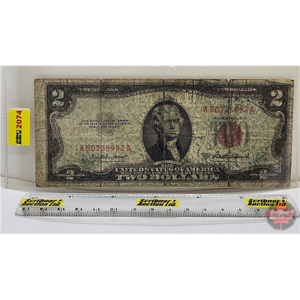 USA $2 Bill 1953A "Red Seal" : #A50735992A