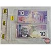 Image 1 : Canada $10 Bills (2) : - 2001 Knight/Dodge #BEK3783459 - 2005 Jenkins/Carney #BFR2888818