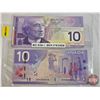 Image 4 : Canada $10 Bills (2) : - 2001 Knight/Dodge #BEK3783459 - 2005 Jenkins/Carney #BFR2888818