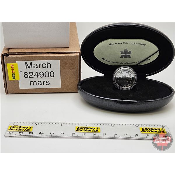 RCM Canada Millennium Sterling Silver Coin : Achievement ~ March (COA) (w/Orig Box)