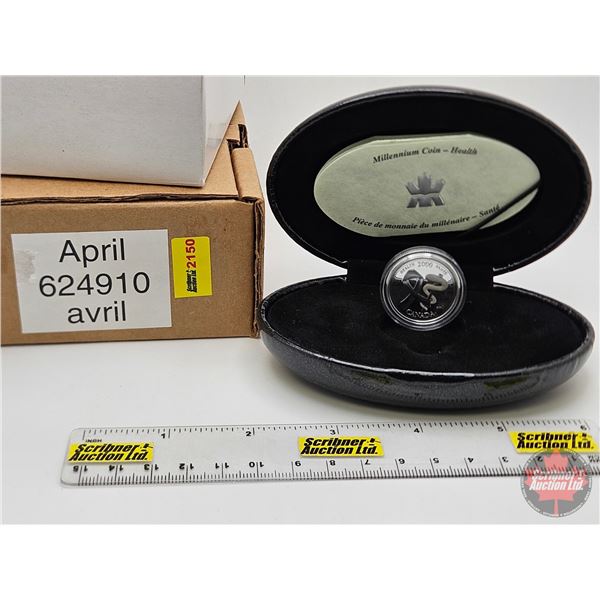 RCM Canada Millennium Sterling Silver Coin : Health ~ April (COA) (w/Orig Box)