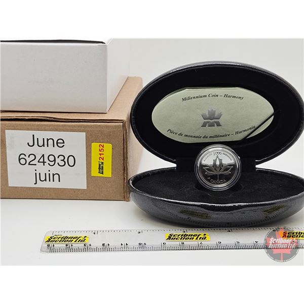 RCM Canada Millennium Sterling Silver Coin : Harmony ~ June (COA) (w/Orig Box)