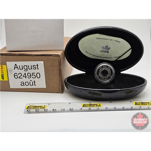 RCM Canada Millennium Sterling Silver Coin : Family ~ August (COA) (w/Orig Box)