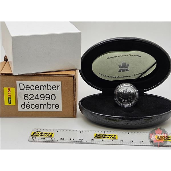 RCM Canada Millennium Sterling Silver Coin : Community ~ December (COA) (w/Orig Box)