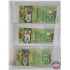 Image 5 : Canada $20 Bills 2015 (6) :  - Wilkins/Poloz #FWS2542720 - Wilkins/Poloz #FWK3999489 - Wilkins/Poloz