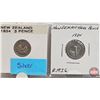 Image 2 : New Zealand Coins (8) : - 1934 Three Pence - 1934 Three Pence - 1934 Three Pence - 1946 Three Pence 