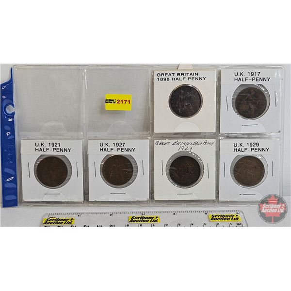 Great Britain Half Penny (6): 1898; 1917; 1921; 1927; 1929; 1929