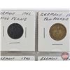 Image 2 : Germany Coins (6): 1942 Five Pfennig; 1939 Ten Pfennig; 1940 Ten Pfennig; 1941 Ten Pfennig; 1944 Ten