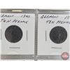Image 3 : Germany Coins (6): 1942 Five Pfennig; 1939 Ten Pfennig; 1940 Ten Pfennig; 1941 Ten Pfennig; 1944 Ten