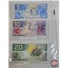Image 5 : Canada Bills (3): - $5 Bill 2002 : Knight/Dodge #ANV8424020 - $10 Bill 2001 : Knight/Thiessen #FDT72