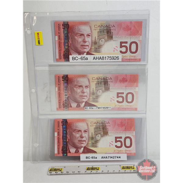 Canada $50 Bills 2004 (3): Jenkins/Dodge #AHA8175926 ; #FMH7452911 ; #AHA7142744