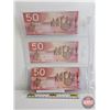 Image 5 : Canada $50 Bills 2004 (3): Jenkins/Dodge #AHA8175926 ; #FMH7452911 ; #AHA7142744