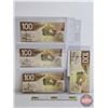 Image 6 : Canada $100 Bills 2004 (4):  - Jenkins/Dodge #EJF5702040 - Jenkins/Dodge #EJE7726711 - Jenkins/Dodge