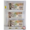 Image 1 : Canada $100 Bills 2004 (3):  - Jenkins/Carney #EJZ1134869 - Jenkins/Carney #EJZ1134870 - Jenkins/Car
