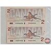 Image 3 : Canada $2 Bills 1986 (2 Uncut) : Bonin/Thiessen #EGU6508556-EGU6510556