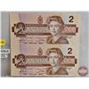 Image 2 : Canada $2 Bills 1986 *Replacement (2 Uncut) : Thiessen/Crow #BBX1520863-BBX1523363