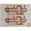 Image 2 : Canada $2 Bills 1986 *Replacement (2 Uncut) : Thiessen/Crow #EBX0053773-EBX0055773