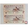 Image 3 : Canada $2 Bills 1986 *Replacement (2 Uncut) : Thiessen/Crow #EBX0053773-EBX0055773