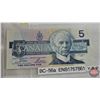 Image 5 : Canada $5 Bills 1986 (5) : - Crow/Bouey #ENB1767861 - Crow/Bouey #ENR3210445 - Thiessen/Crow #FNU849