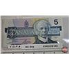 Image 6 : Canada $5 Bills 1986 (5) : - Crow/Bouey #ENB1767861 - Crow/Bouey #ENR3210445 - Thiessen/Crow #FNU849