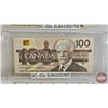 Image 3 : Canada $100 Bills 1988 (2) : - Knight/Thiessen #BJM4260766 - Knight/Thiessen #BJM4260865