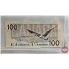 Image 5 : Canada $100 Bills 1988 (2) : - Knight/Thiessen #BJM4260766 - Knight/Thiessen #BJM4260865