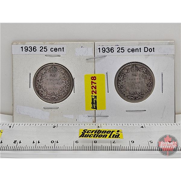 Canada Twenty Five Cent (2): 1936; 1936Dot