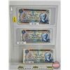 Image 1 : Canada $5 Bills 1972 (3): - Lawson/Bouey #SR1641204 - Lawson/Bouey #SY8702487 - Lawson/Bouey #SY1327