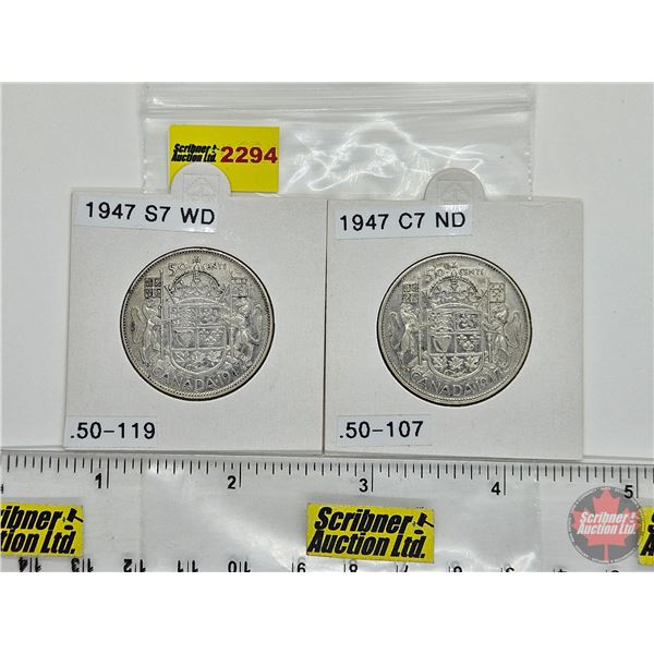 Canada Fifty Cent 1947 (2): (Consignor Tag: C7 ND & S7 WD)