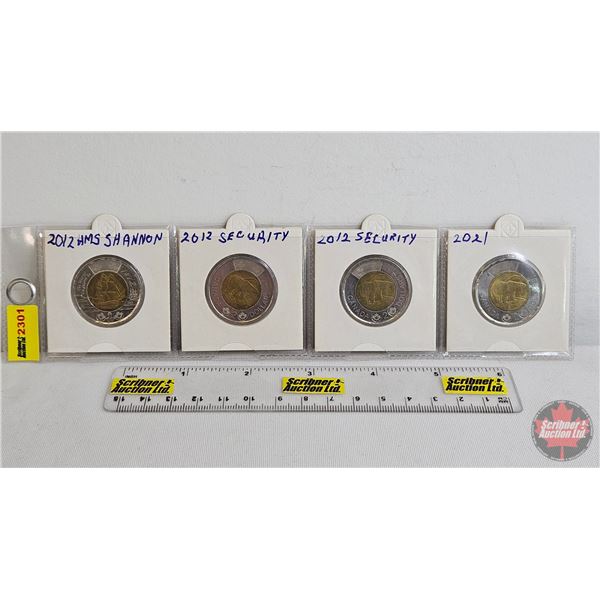 Canada $2 : Toonies (4) : 2012 HMS Shannon ; 2012 Security ; 2012 Security ; 2021