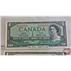 Image 2 : Canada $1 Bills 1954 (4):  - Beattie/Coyne #AM1501529 - Beattie/Rasminsky #RY2401894 - Bouey/Rasmins