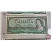 Image 4 : Canada $1 Bills 1954 (4):  - Beattie/Coyne #AM1501529 - Beattie/Rasminsky #RY2401894 - Bouey/Rasmins