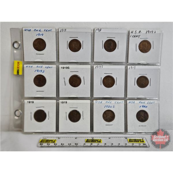 USA One Cent (Sheet 12): 1918 ; 1919 ; 1920 (Variety Types/Styles)