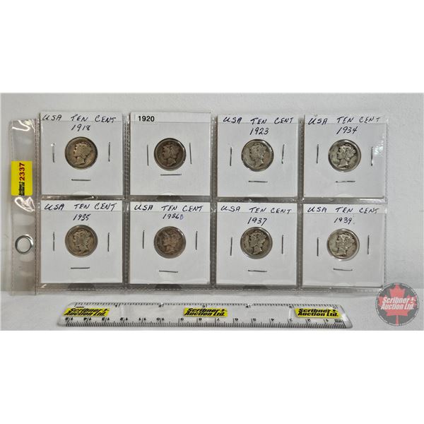 USA Ten Cent (8): 1918; 1920; 1923; 1934; 1935; 1936D; 1937; 1939