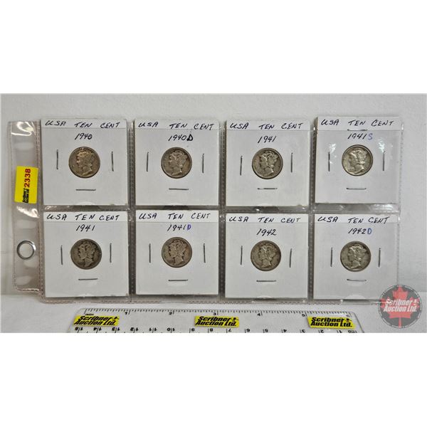 USA Ten Cent (8): 1940; 1940D; 1941; 1941S; 1941; 1941D; 1942; 1942D