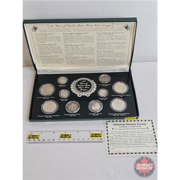 American Historic Society : 100 Years of United States Mint Silver Coin Designs (Ten Coin Set) (COA#