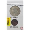 Image 2 : USA : Kennedy ~ Lincoln : Strange Similarities (One Cent / Half Dollar)