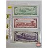 Image 5 : Canada $1 Bills 1954 (3):  - $1 Bill : Lawson/Bouey #YF3553594 - $2 Bill : Beattie/Rasminsky #Xu8062