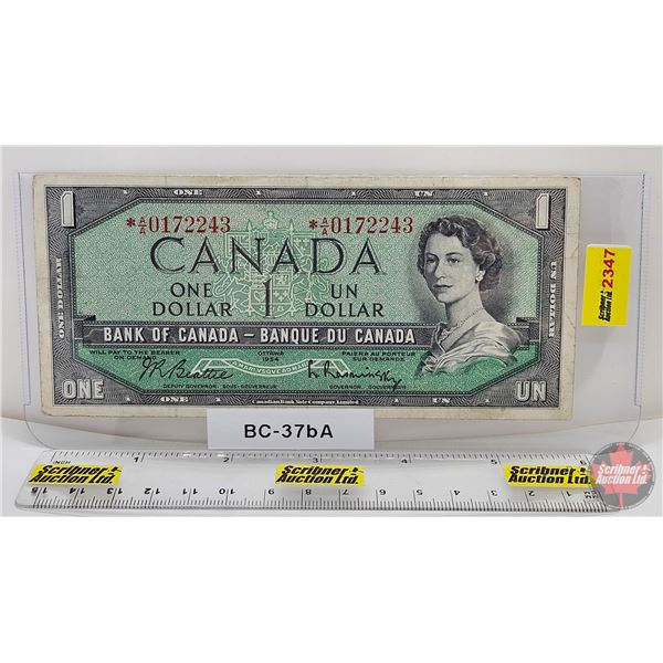 Canada $1 Bill 1954 *Replacement : Beattie/Rasminsky # *AA0172243