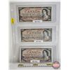 Image 1 : Canada $100 Bills 1954 (3 Signature Varieties) : - Lawson/Bouey #BJ9459830 - Beattie/Rasminsky #BJ44