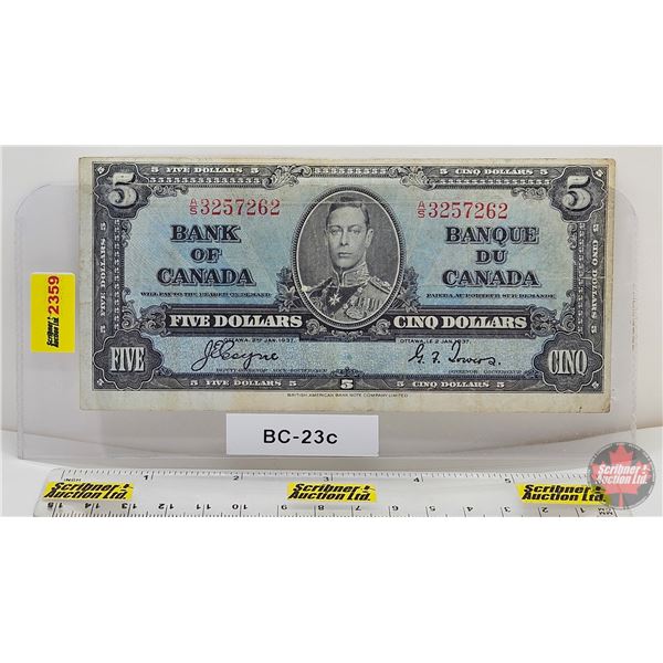 Bank of Canada $5 Bill 1937 : Coyne/Towers #AS3257262