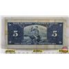 Image 4 : Bank of Canada $5 Bill 1937 : Coyne/Towers #AS3257262