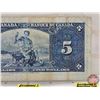 Image 6 : Bank of Canada $5 Bill 1937 : Coyne/Towers #AS3257262