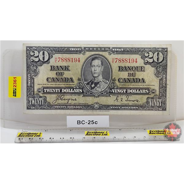 Bank of Canada $20 Bill 1937 : Coyne/Towers #HE7888194