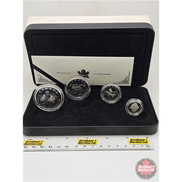 RCM Canada 2004 Fine Silver 4-Coin Set : The Arctic Fox One Ounce ; 1/2 Ounce 1/4 Ounce; 1/10 Ounce 