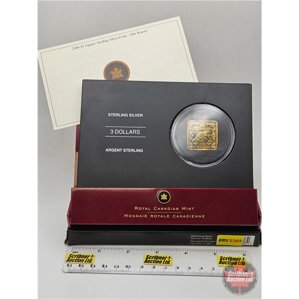 RCM Canada 2006 $3 Square Sterling Silver Coin : The Beaver (COA #14870)